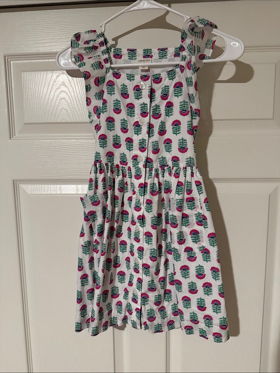 Crewcuts Other - Crewcuts White Cotton Dress with Pink & Green Floral Print